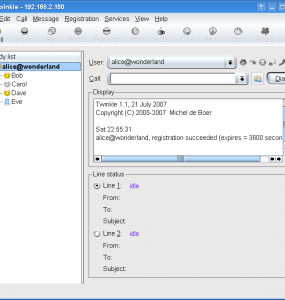L'interface du logiciel de téléphonie Twinkle L'interface du logiciel de téléphonie Twinkle